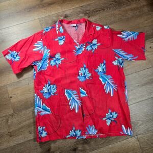 Islander Hawaiian Shirt Mens XL Red Aloha Camp Tropical USA Casual Button Up